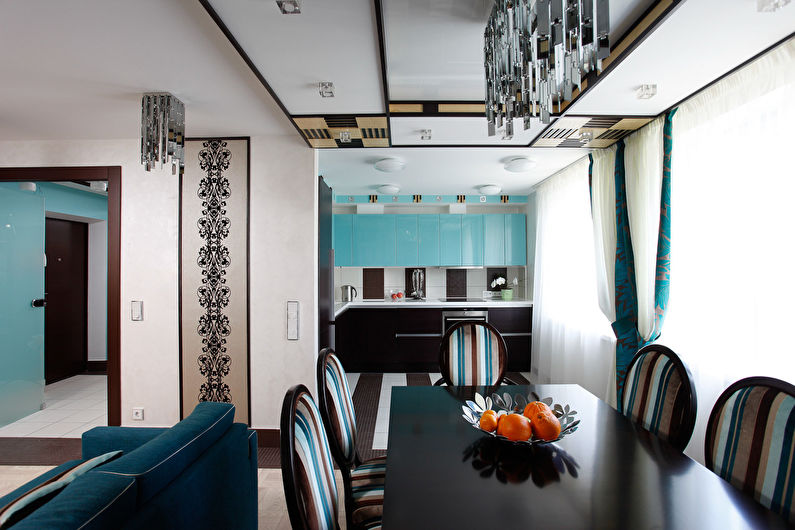 Design d'intérieur d'une cuisine aux couleurs turquoise - photo