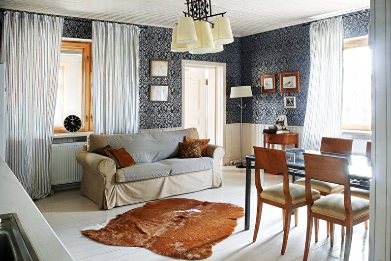 Obývací pokoj ve venkovském stylu - fotografie interiérového designu