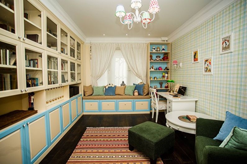 Chambre d'enfant dans un style champêtre - Photo d'architecture d'intérieur