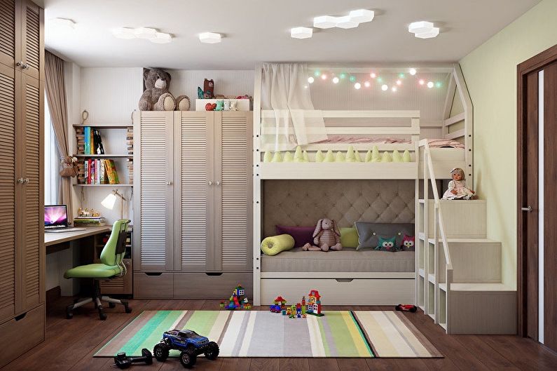 Diseño de una habitación infantil para un niño y una niña: elija un color