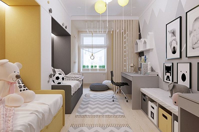 Design of a children's room for a boy and a girl - Choose a color