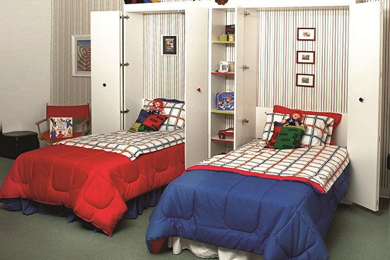 Diseño interior de una habitación infantil para un niño y una niña - foto