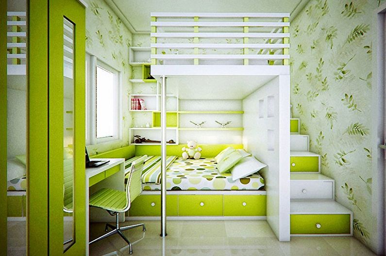 Interior design di una stanza dei bambini per un ragazzo e una ragazza - foto