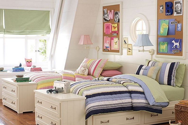 Interior design of a children's room for a boy and a girl - photo