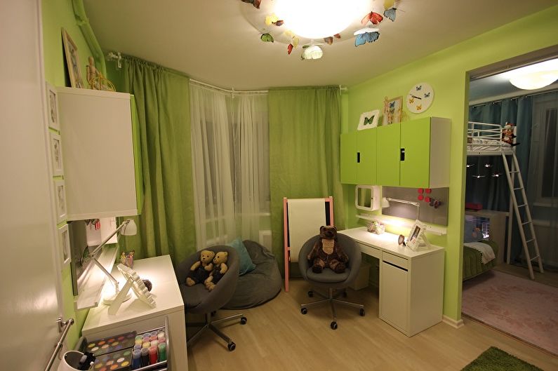 التصميم الداخلي لغرفة الأطفال لصبي وفتاة - صورة