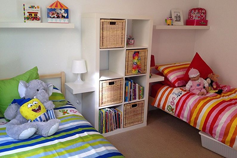 Interior design of a children's room for a boy and a girl - photo