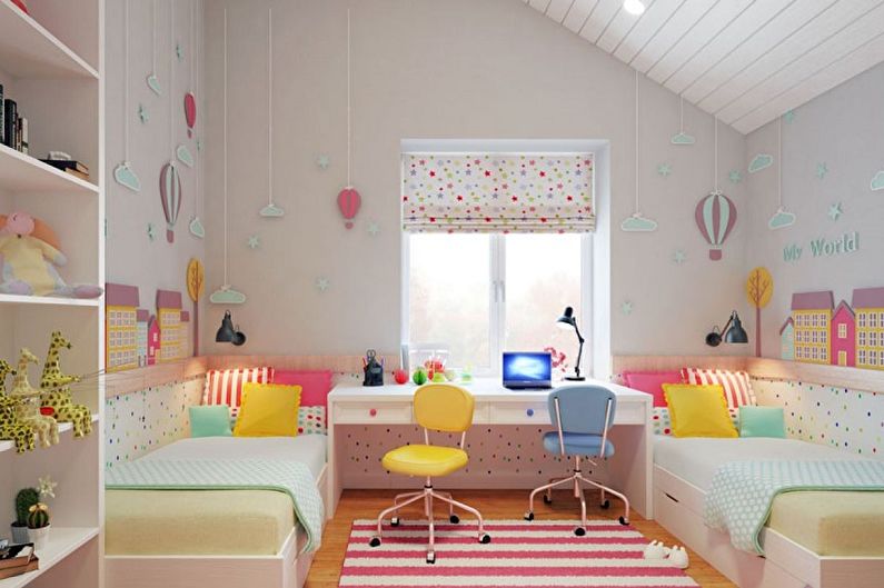 Návrh interiéru dětského pokoje pro chlapce a dívku - foto