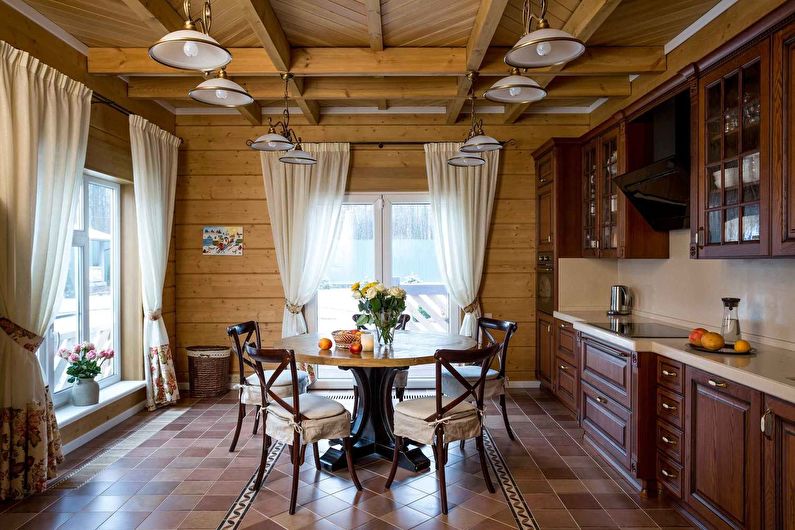 Кухня в кънтри стил - дизайн и декорация на пода