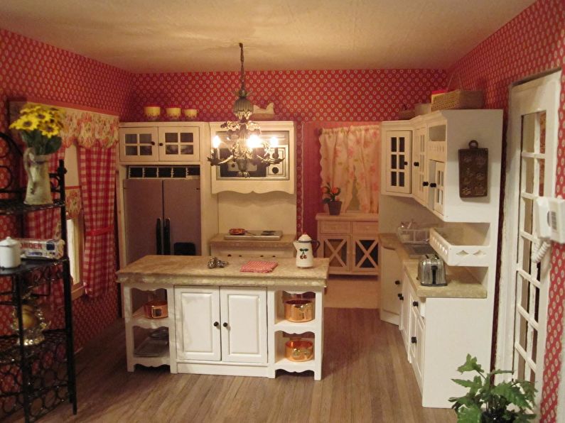 Design af et lille køkken i landlig stil - foto