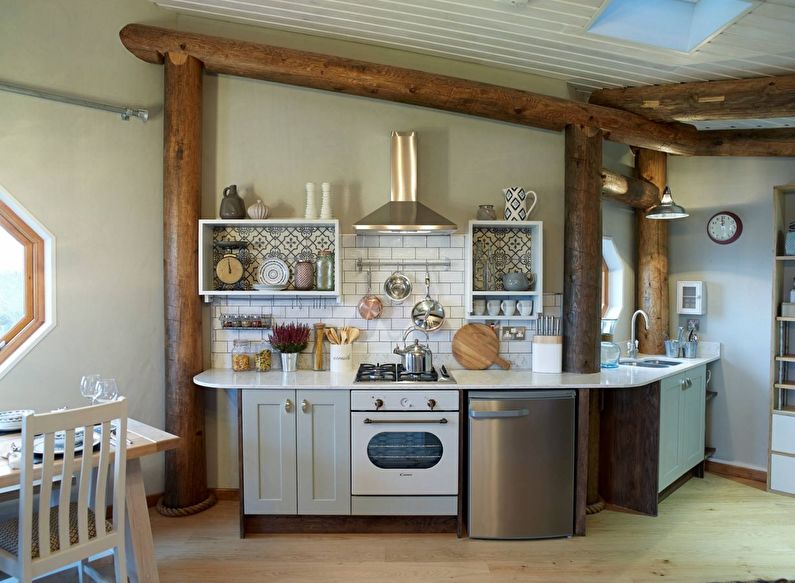 Mažos virtuvės dizainas kaimo stiliumi - nuotrauka