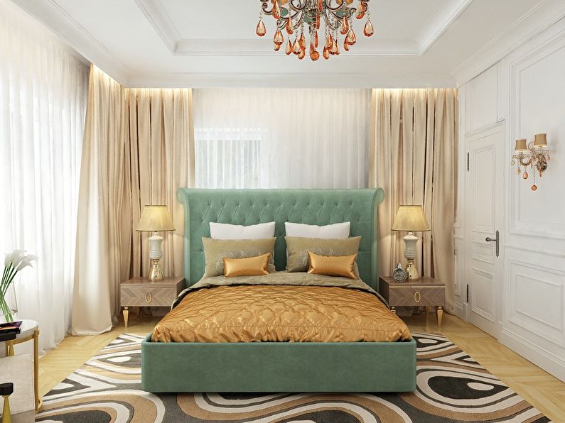 Neoklasicisma stila guļamistabas dizains - 1. foto