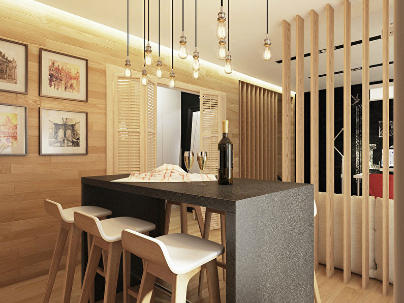 Wood & Stone: One-Room Apartment Design - photo 5