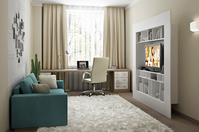 Béžový obývací pokoj v Chruščově - design interiéru