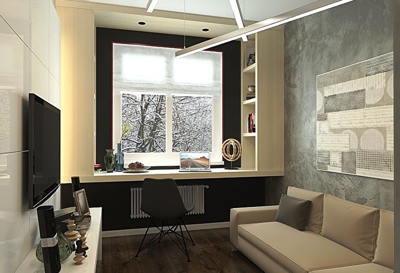 Interiørdesign av en stue i Khrusjtsjov - foto