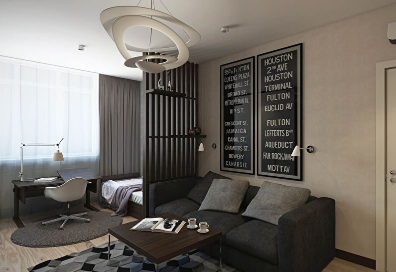 Dizajn interijera dnevne sobe u Hruščovu - fotografija