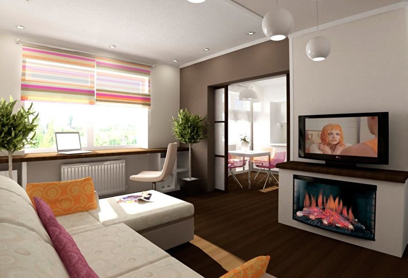 Návrh interiéru obývacího pokoje v Chruščově - foto