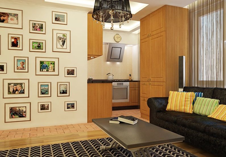 Design de interiores de uma sala de estar em Khrushchev - foto