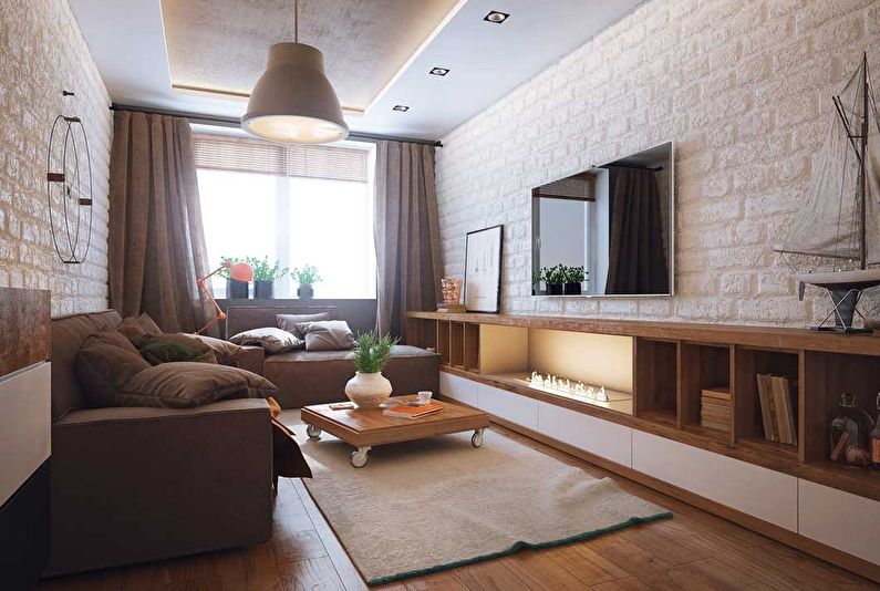 Hruscsovban egy nappali belsőépítészete - fénykép