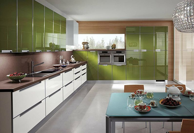 Арт Ноувеау зелена кухиња - дизајн ентеријера