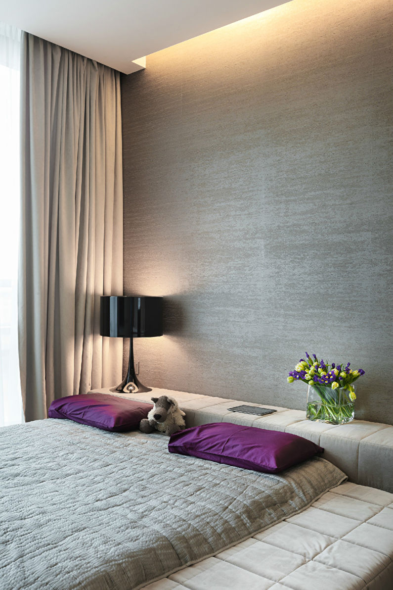 Unutrašnjost spavaće sobe u stilu minimalizma, 19 m² - fotografija 3