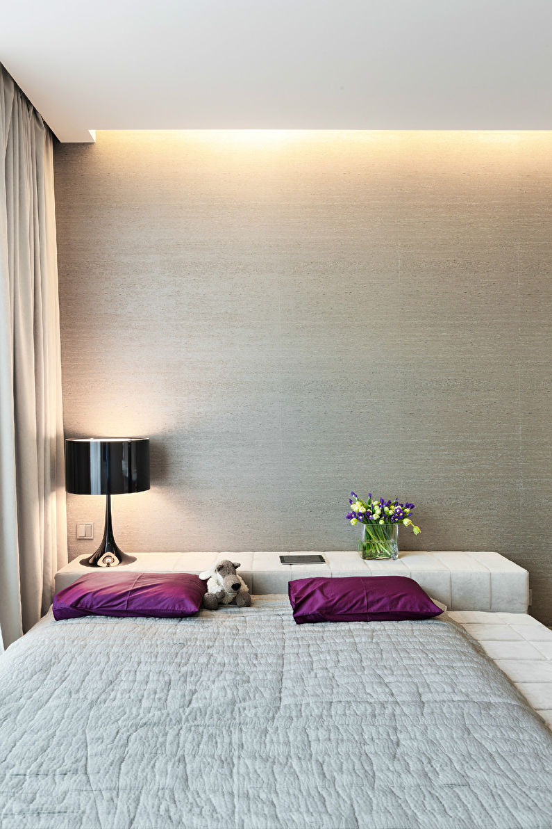 Unutrašnjost spavaće sobe u stilu minimalizma, 19 m² - fotografija 4