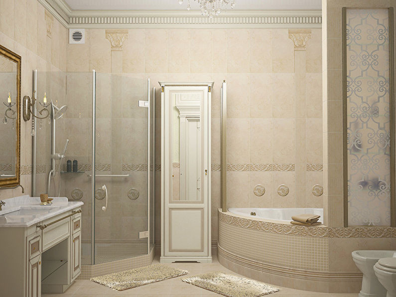 Klasikinio stiliaus vonios kambarys, 11 m2