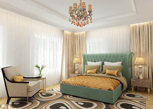 Neoklasicisma stila guļamistabas dizains