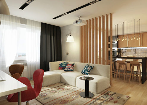 Дърво и камък: Дизайн на апартаменти с една стая