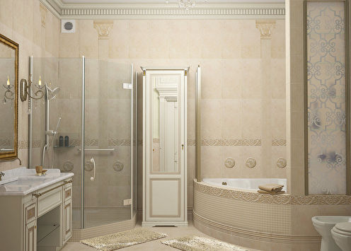 Klasszikus stílusú fürdőszoba, 11 m2