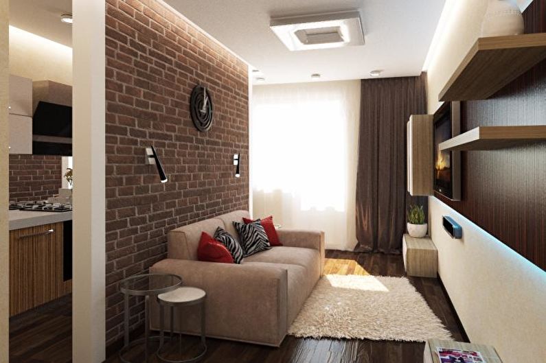Design de interiores de um apartamento de um quarto de 30 m2 - Foto