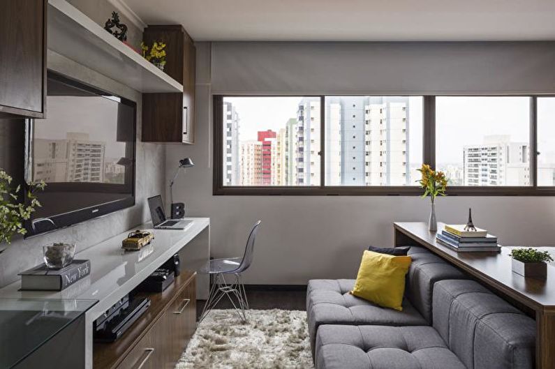 Интериорен дизайн на едностаен апартамент от 30 кв.м. - Снимка