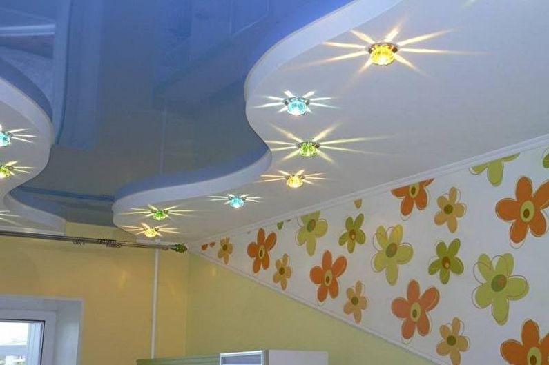 Тавани от гипсокартон в детската стая - Комбинирани тавани