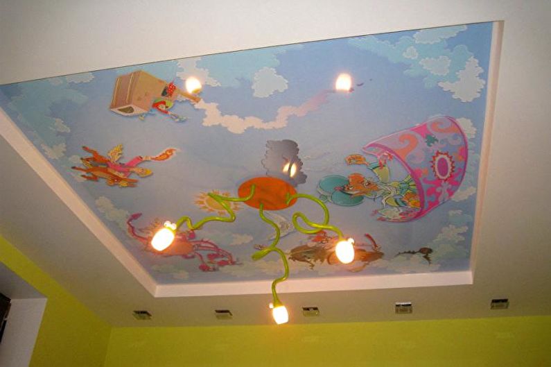 Sufity z płyt gipsowo-kartonowych w pokoju dziecinnym - Oświetlenie i oświetlenie