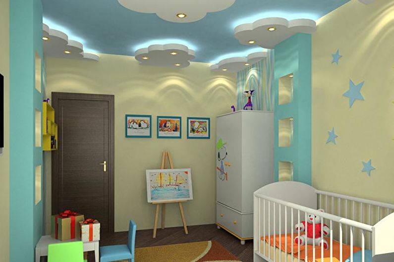 Tørvæg loft design i børnehaven - foto