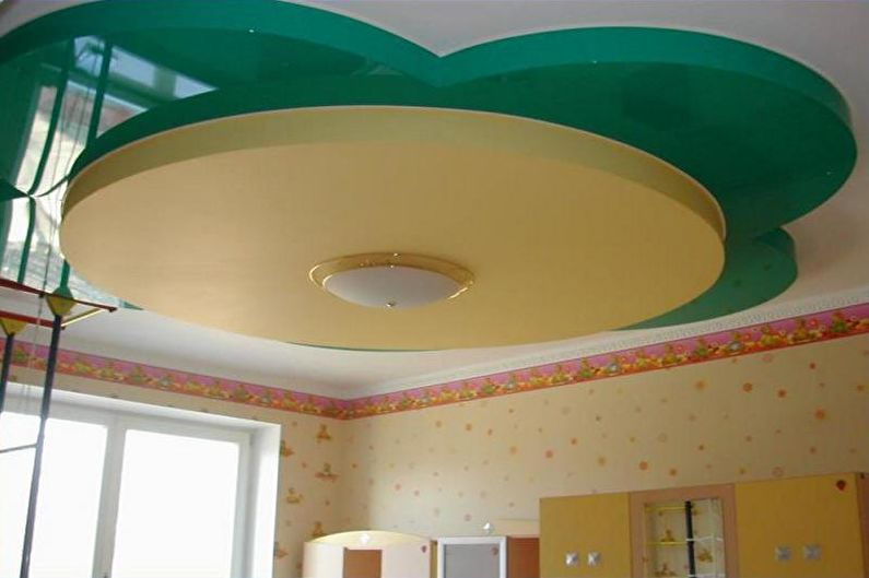 Дизайн на таван от гипсокартон в детската стая - снимка