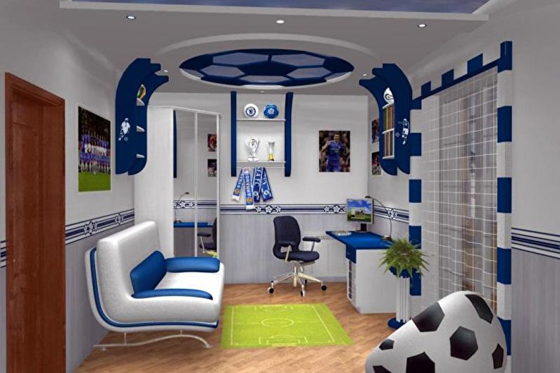 Drywall ceiling design in the nursery - photo