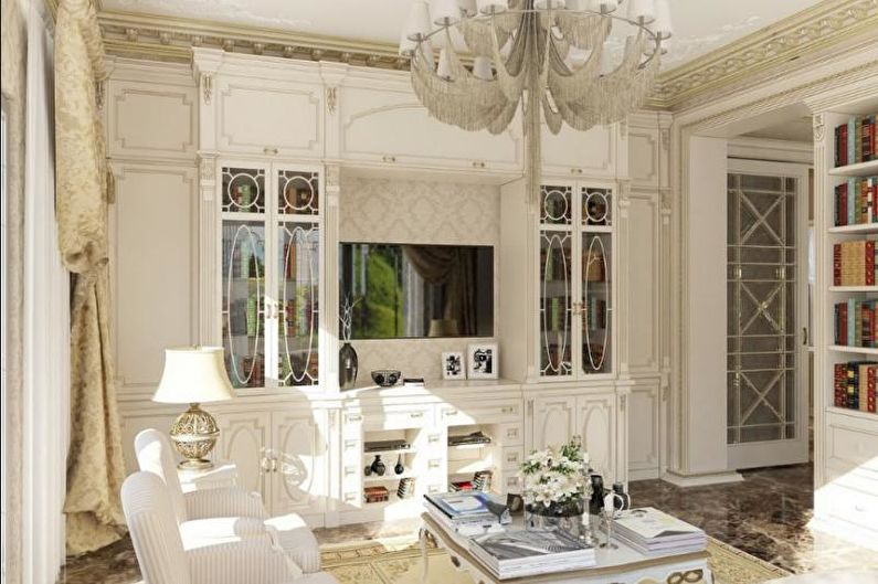 Living room sa isang bahay ng bansa sa estilo ng Provence - Disenyo sa Panloob