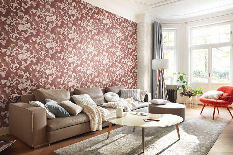 Kombinace tapety v obývacím pokoji - Accent Wall