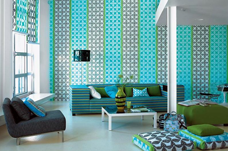 Combinando papel de parede na sala de estar - O efeito das cores