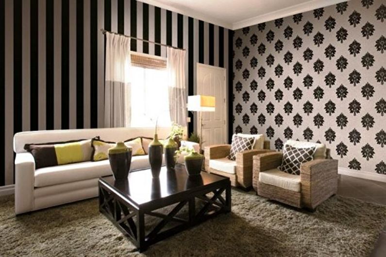 Kombinace tapety v obývacím pokoji - Tisk