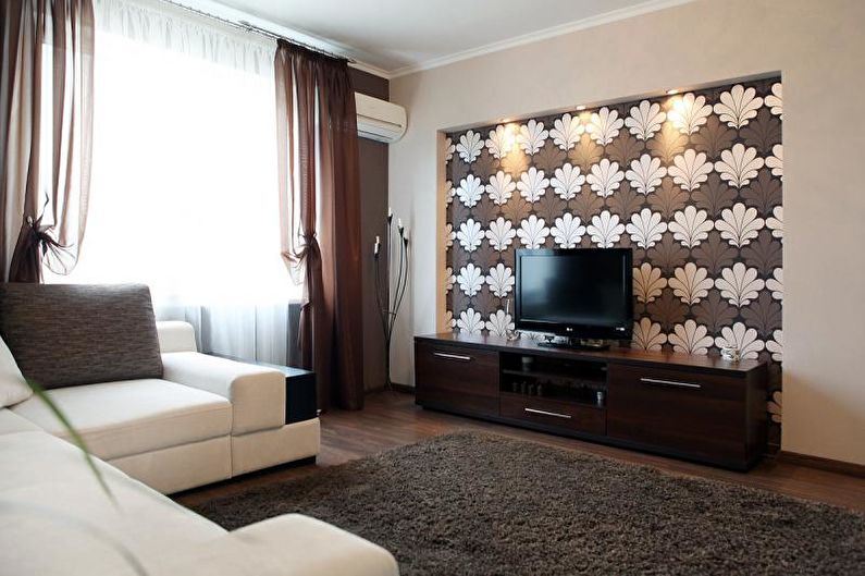 Kombinace tapety v obývacím pokoji - Panely a TV výklenky