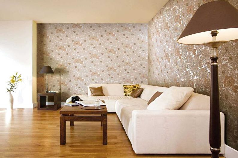 Combinação de papéis de parede na sala de estar - foto