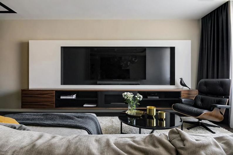 Dzīvojamā istaba - trīsistabu dzīvokļa dizains