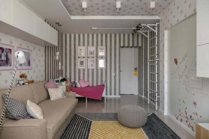 Bērnu istaba - trīsistabu dzīvokļa dizains