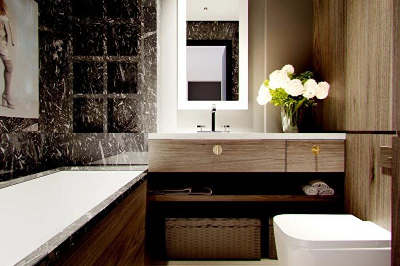 Vannas istaba - trīsistabu dzīvokļa dizains
