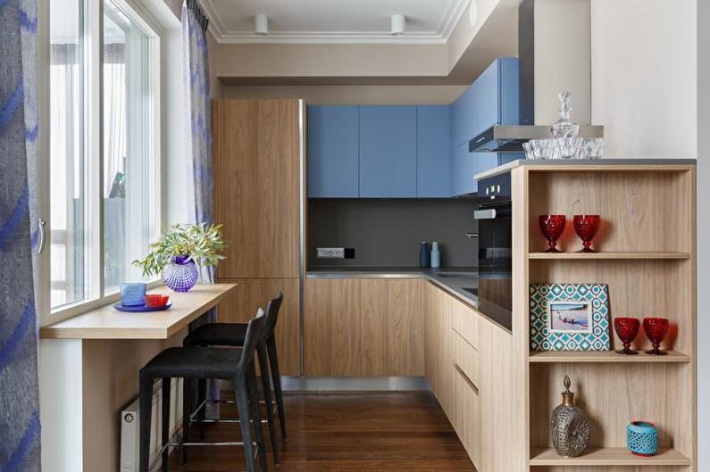 Mėlynos virtuvės dizainas - spalvų deriniai