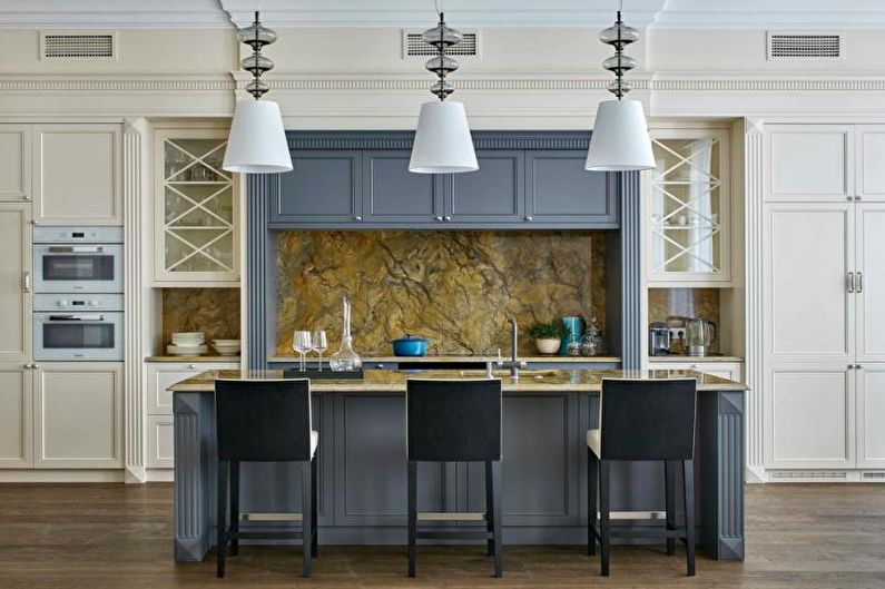 Design interior de bucătărie în tonuri de albastru - fotografie