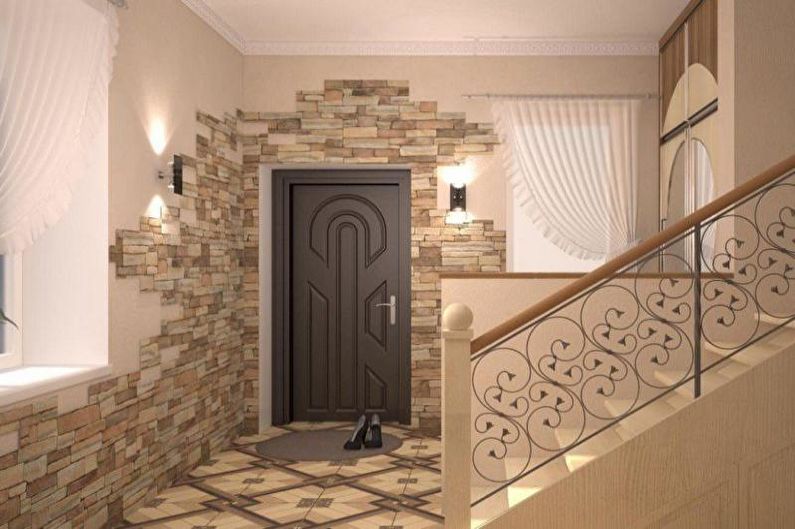 Dekoratív kő a folyosó belsejében - fénykép