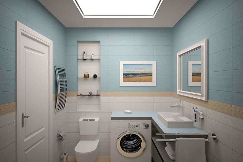 Fürdőszoba, fürdőszoba - Egyszobás apartman tervezése, 33 nm.