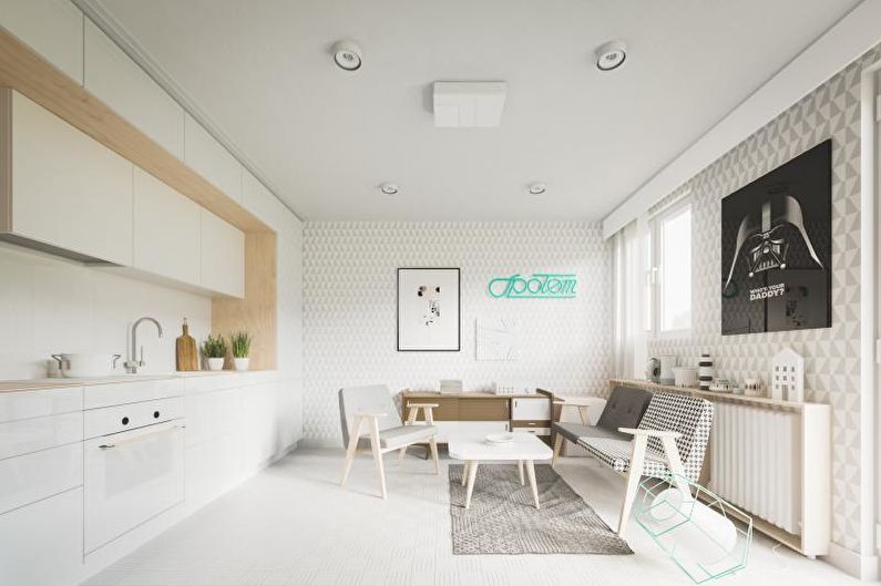 Návrh interiéru jednopokojového bytu 33 m2 - foto